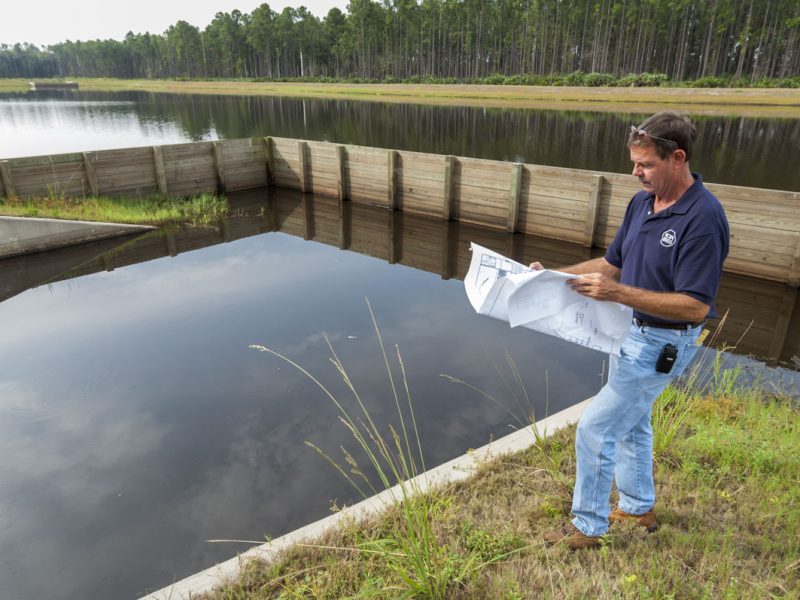 District staff inspecting stormwater system