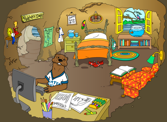 Raleigh's Den Raleigh Otter's den illustration from the Great Water Odyssey