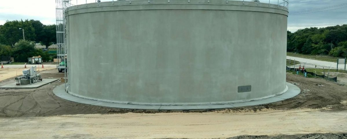 Large newly constructed water storage tank