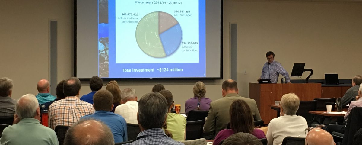 Casey Fitzgerald presenting information about spring cost-share projects