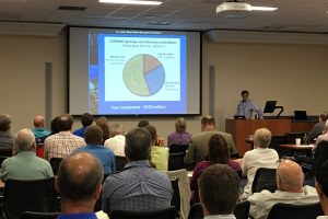 Casey Fitzgerald presenting information about spring cost-share projects