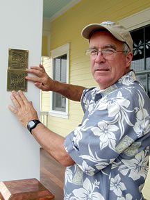 man aligning a Florida Water Star sign