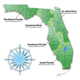 Map of Florida's water management districts