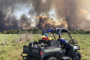 District staff keeping an eye on a prescribed fire