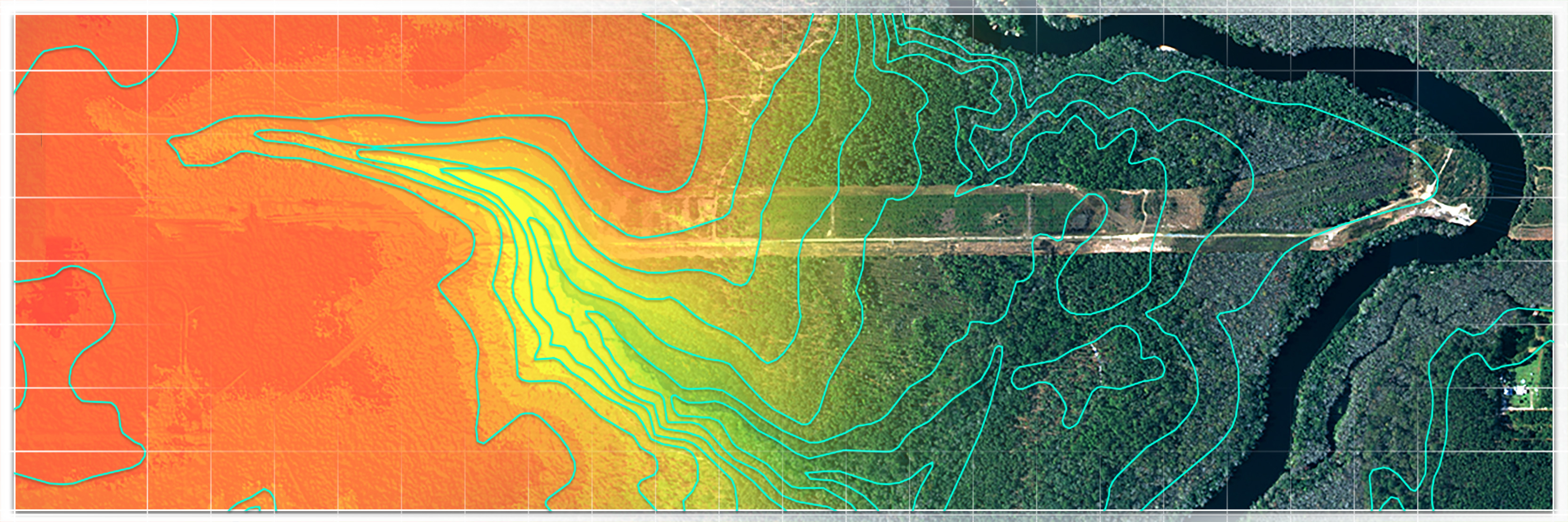 Map example showing thermal data, elevation data and imagery