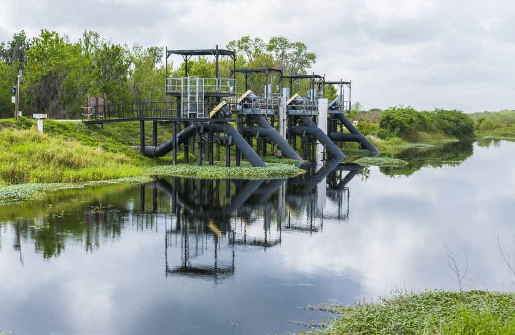 07-restoration-south-large Pump station at Lake Apopka North Shore marsh flow-way
