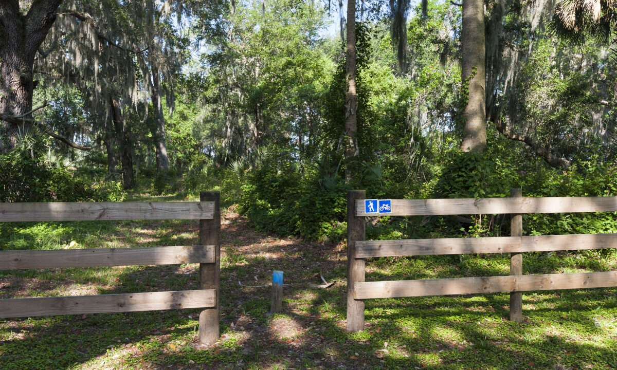Trail entrance at Orange Creek Restoration Area
