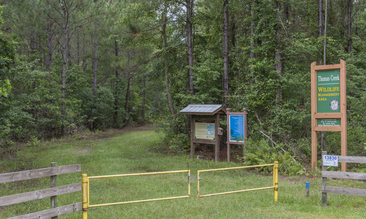Trail entrance at Thomas Creek Conservation Area