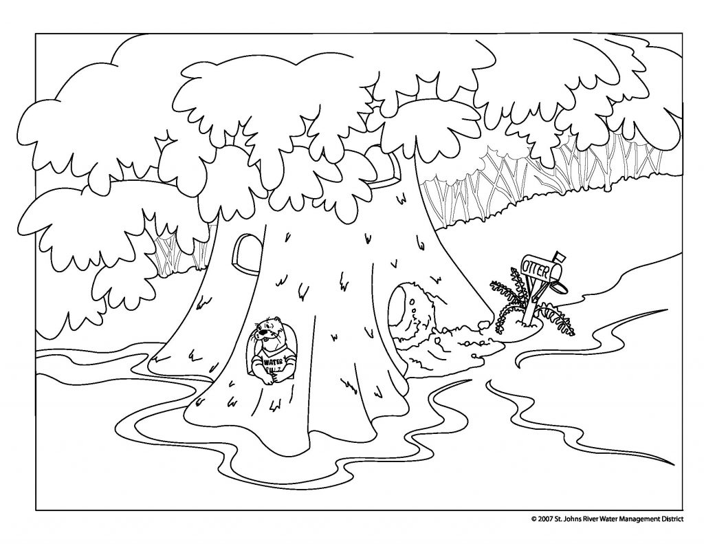 Otter den coloring sheet