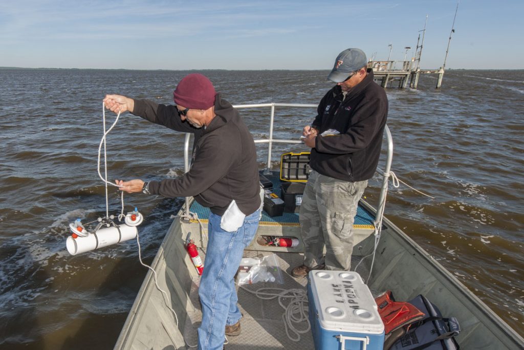 No longer with District Paul Ek and Charles Smith collecting water samples on Lake Apopka