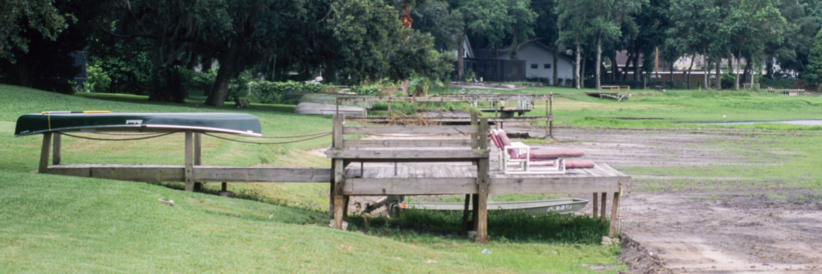 Lake McCoy in the city of Apopka Docks on a dry lake bed
