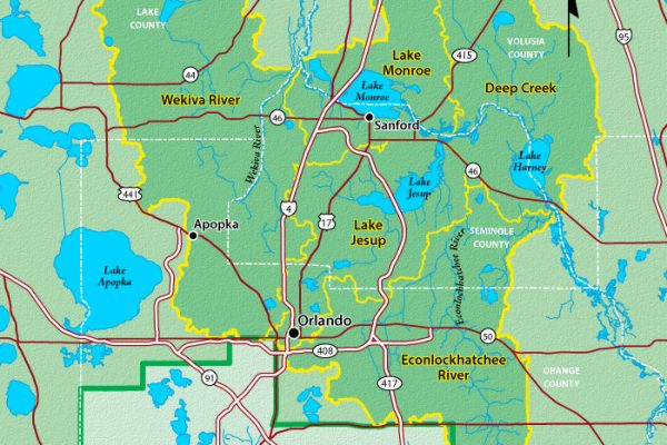 Map of the Middle St. Johns River Basin