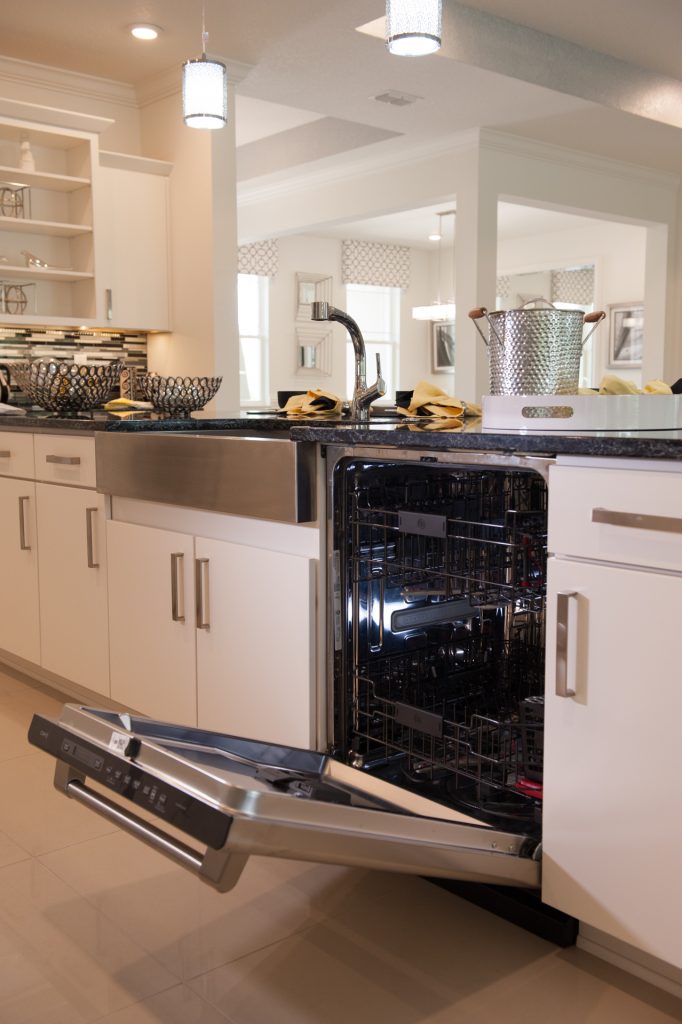 Dishwasher Kitchen with an opened dishwasher
