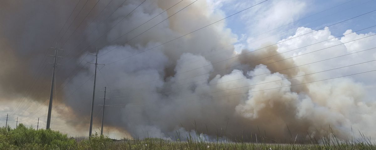 Large smoke plume from a wildfire in Brevard County