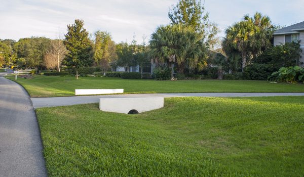 Stormwater Swale Stormwater swale in a neighborhood