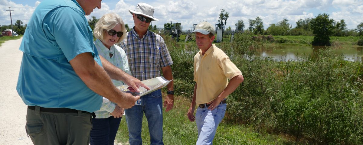 Dr. Erich Marzolf touring the Lake Apopka Marsh Flow-way with Dr. Ann Shortelle, Karl Hankin and Bob Nalway