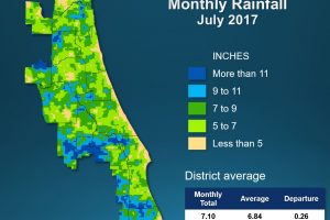 Map of monthly rainfall for July 2017
