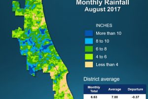 Map of monthly rainfall for August 2017