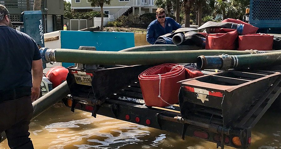 District staff working to pump floodwaters at Vilano Beach