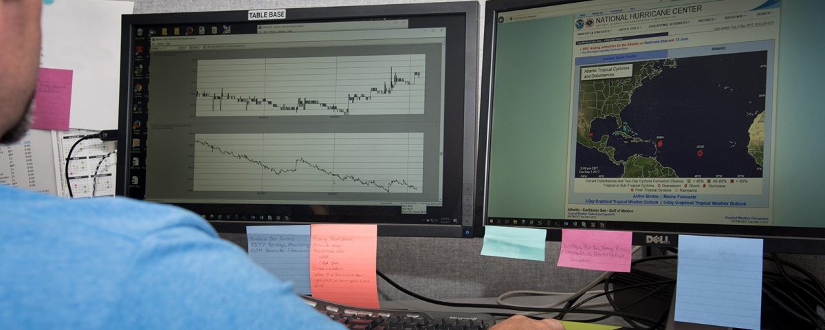 District staff monitoring water levels on a computer
