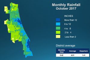 Map of monthly rainfall for October 2017