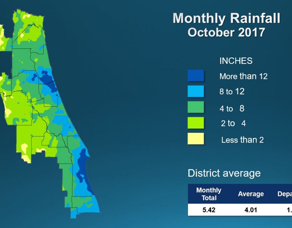 Map of monthly rainfall for October 2017