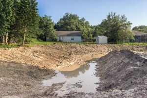Stormwater retention pond under construction