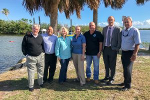 Dr. Ann Shortelle and project partners at the Cocoa Beach Dredging Project kickoff event