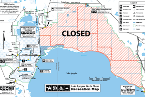 Map of closed areas at the Lake Apopka North Shore