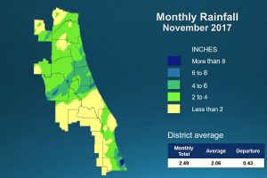 Map of Monthly Rainfall for November 2017