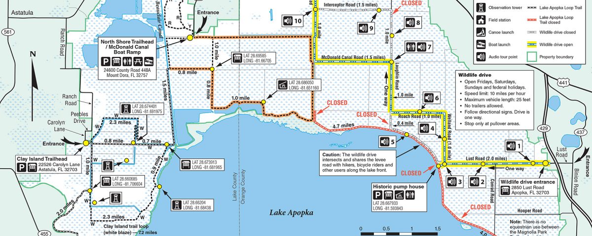 Map of trails closed at Lake Apopka North Shore