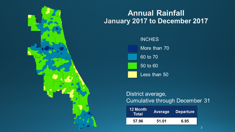 Map of Annual rainfall for January 2107 to December 2017