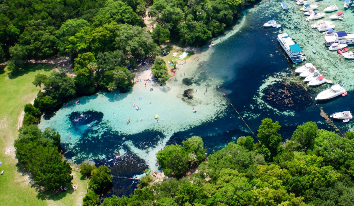 Aerial of Silver Glen Springs on the Fourth of July