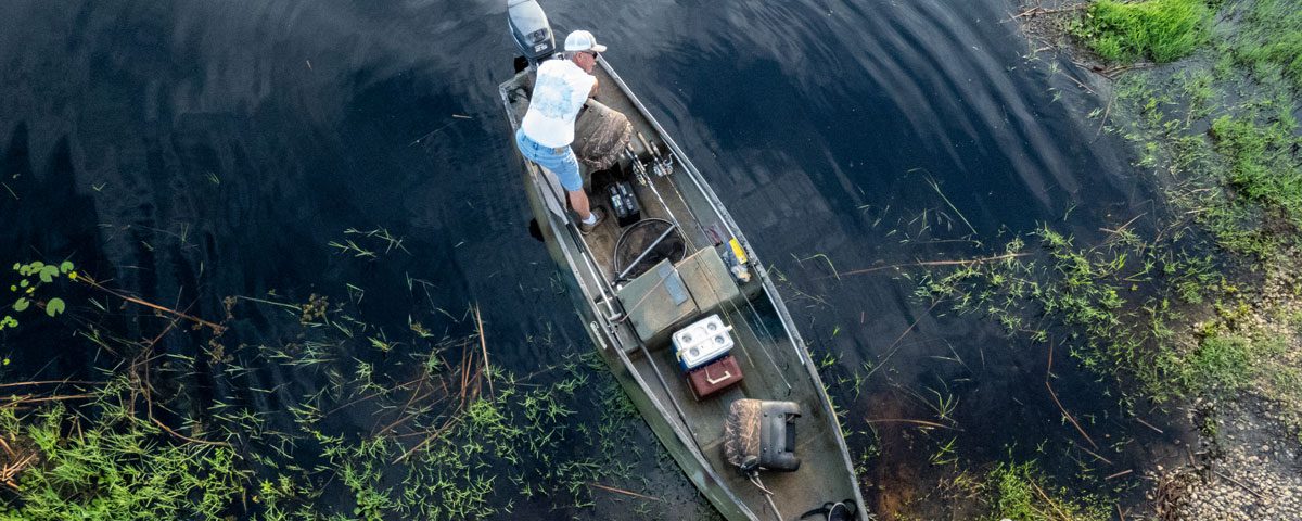Fishermen launching their boat at Buck Lake