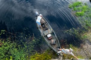 Fishermen launching their boat at Buck Lake