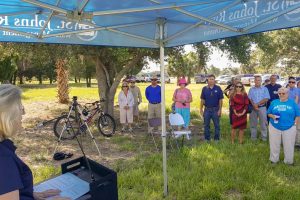 Dr. Ann Shortelle speaking at the Micco Water Management Area grand opening