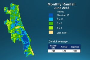 Map of monthly rainfall for June 2018