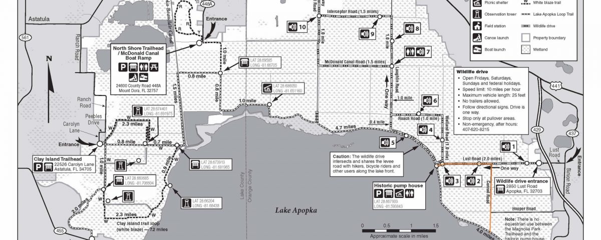 Lake Apopka North Shore map with trail detour indicated