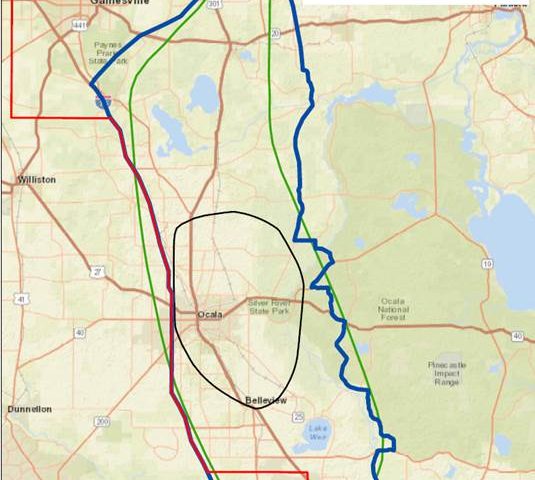 Map with the boundaries of the Silver Springs springshed
