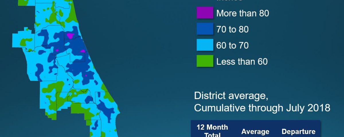 Map of annual rainfall from August 2017 to July 2018