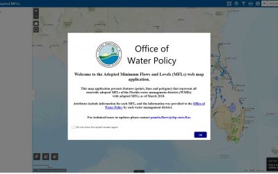 Screen capture of the FDEP Statewide Adopted MFLs website