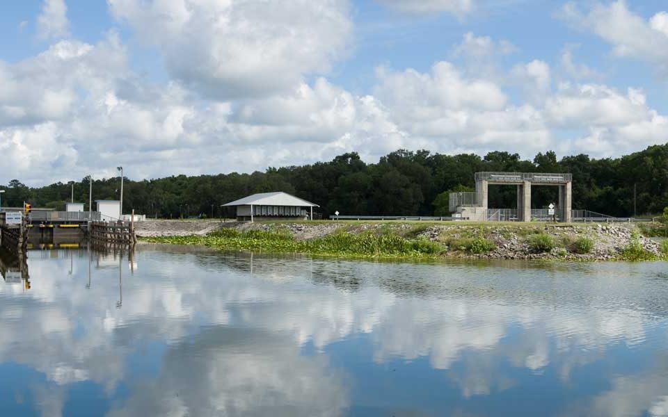 Upstream view of the Moss Bluff Lock