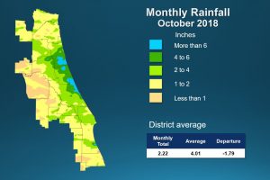 Map of monthly rainfall for October 2018