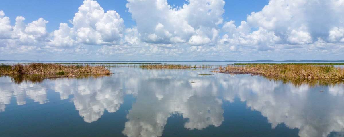 Clouds reflecting in the waters of Lake Apopka