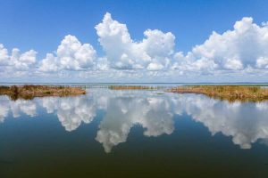 Clouds reflecting in the waters of Lake Apopka
