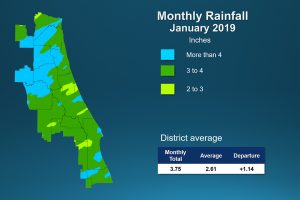 Map of monthly rainfall for January 2019