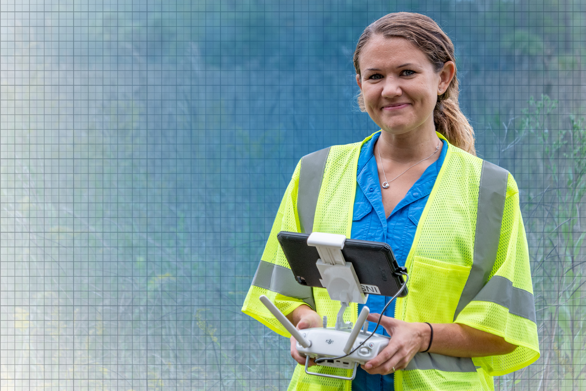 Portrait of Kendall Fioravante with a drone controller