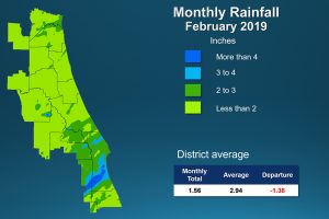 Map of monthly rainfall for February 2019