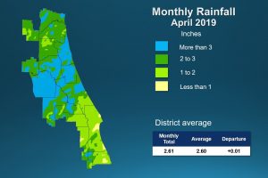 Map of monthly rainfall in April 2019