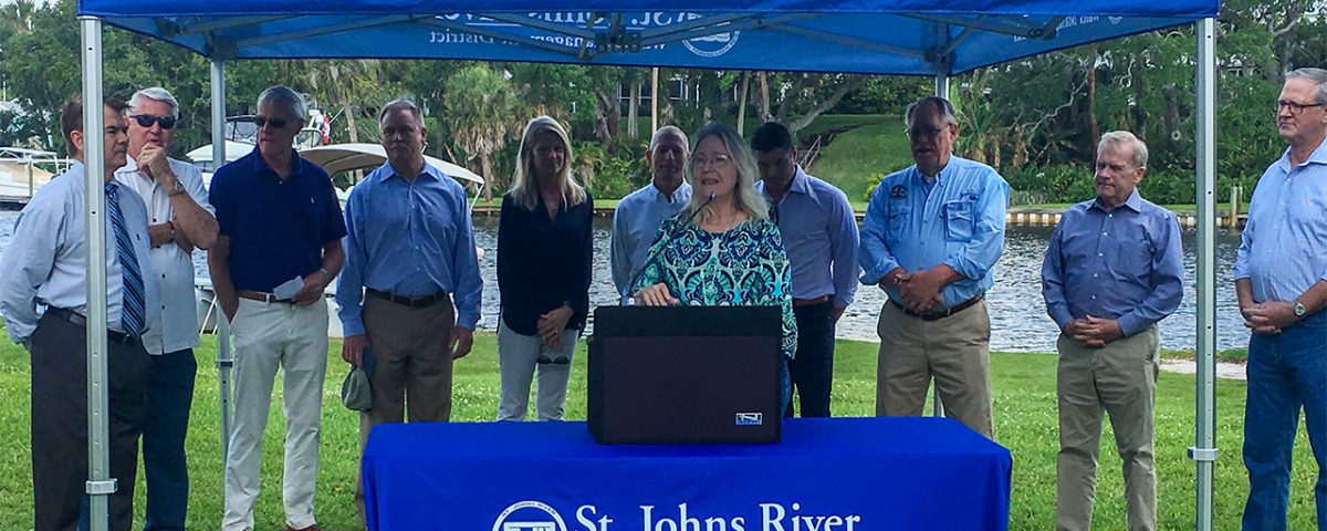 Dr. Ann Shortelle speaking at the Eau Gallie River dredging event
